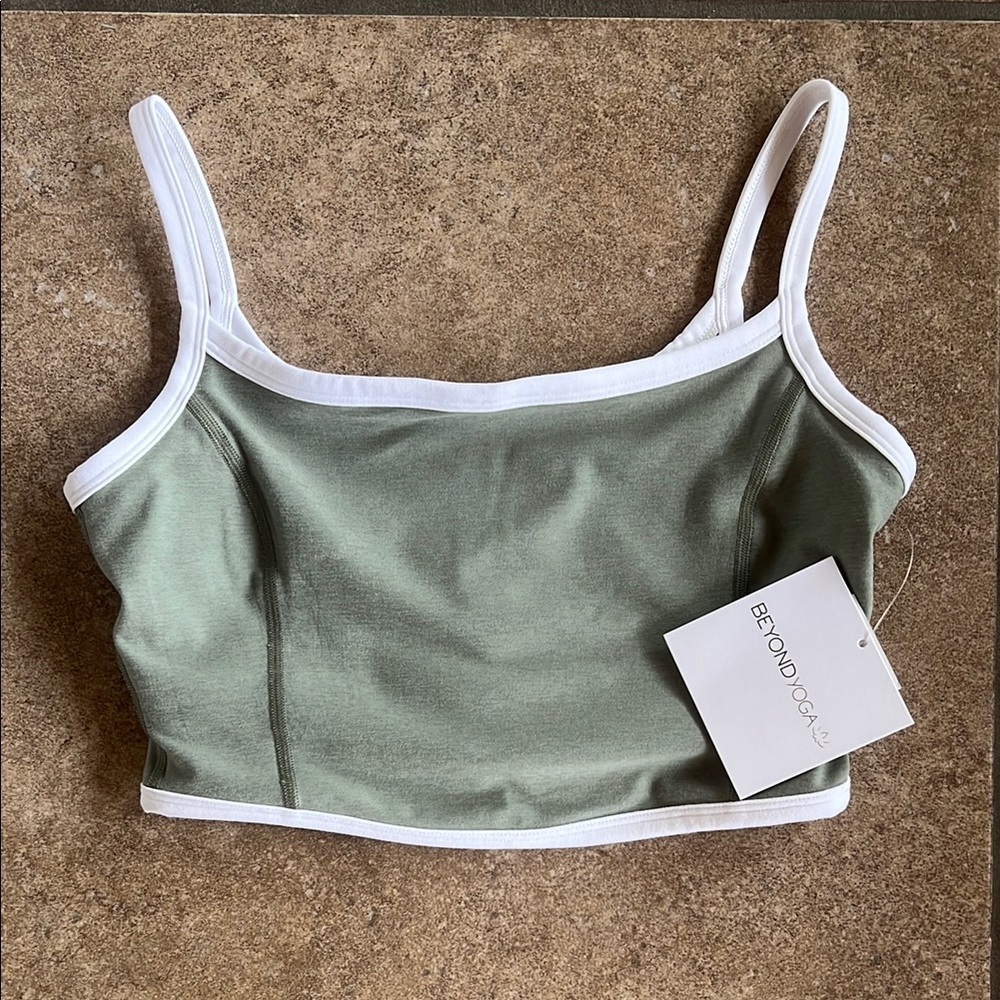Beyond Yoga Sage and White Crop Top